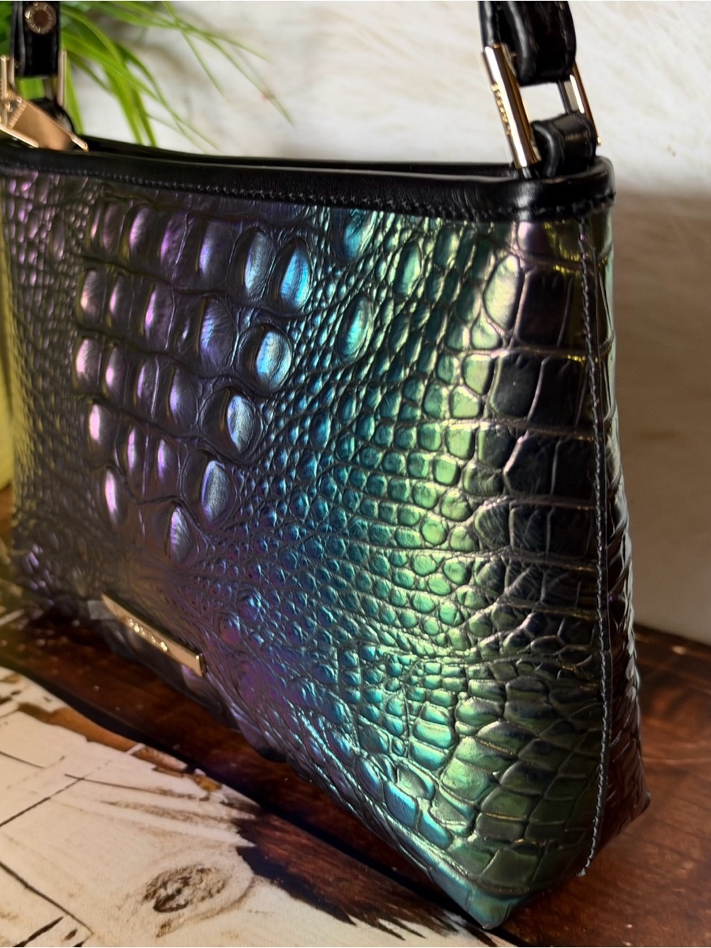 FIRM >>> BRAHMIN LORELEI MULTI LABYRINTH Metallic Ombre leather shoulder Bag NWT - Picture 7 of 12